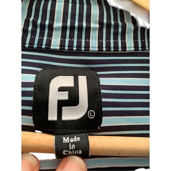 FootJoy Striped Golf Polo Shirt Mens Short Sleeve Performance‎ Casual - Picture 2 of 8